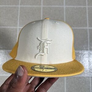 Fear Of God 7 1/2 Yellow White 59Fifty New Era Hat Fitted Cap FOG